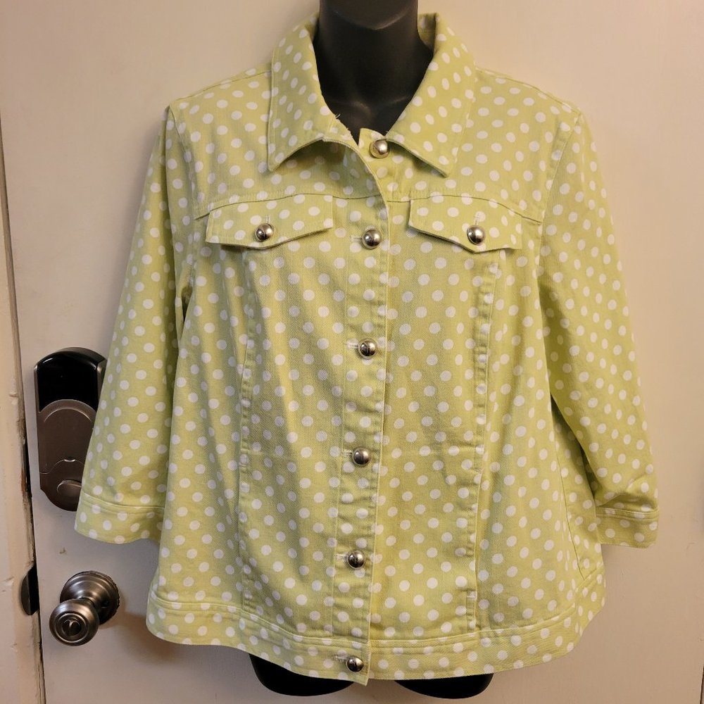 Christopher and Banks Light Green Polka Dot jacket